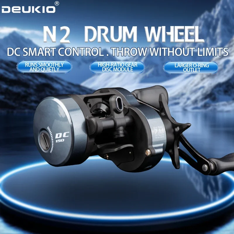Carrete de Pesca Electrónico Inteligente DC con Freno de Tambor, Anti-Reflejo, Micro Señuelo, Lanzamiento Largo con Alerta Sonora, Relación de Engranajes 7.1:1, Freno de 8kg, 6+1 Rodamientos