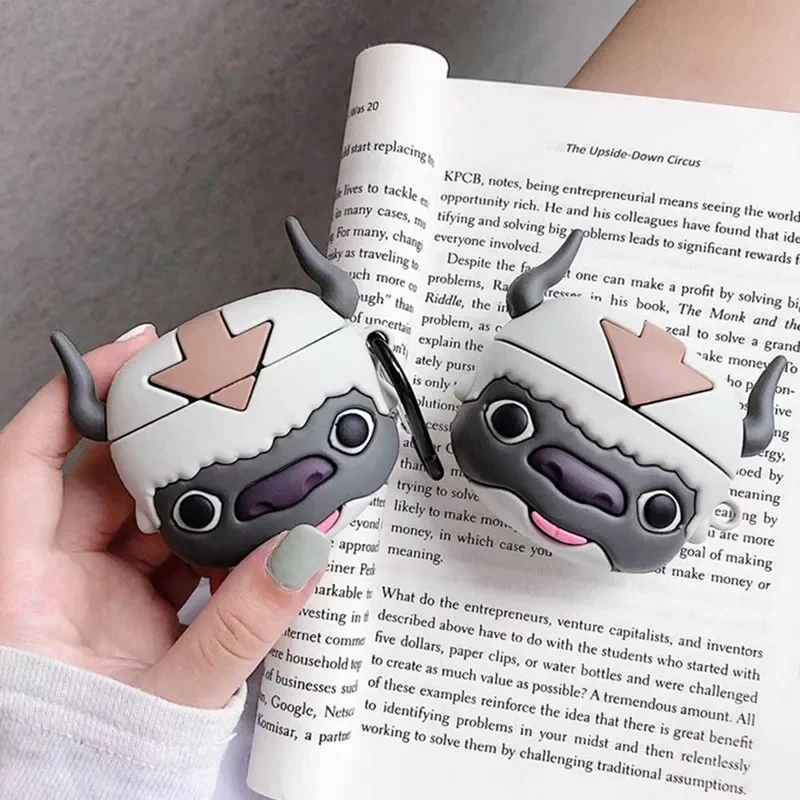 Cartoon Caw Anime Avatar Appa Silicone Headphone Cover for Airpods1 2 Pro Charging Case with Carabiner for airpods 3rd/4th