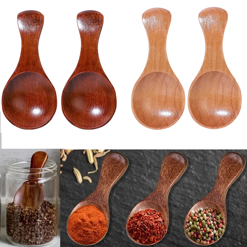 1/10x Natural Wooden Spoons for Cooking Mini Lotus Wood Scoop Tea Honey Coffee Condiment Salt Sugar Spoon Household Kitchen Tool