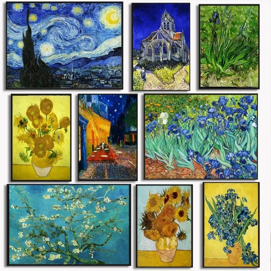 Canvas Painting Wall Picture Print Van Gogh Masterpiece Poster Abstract Garden Almond Blossoms Starry Night Room Home Decor