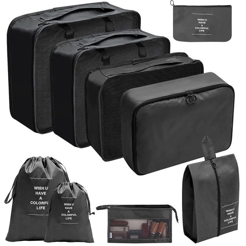 7/8/9/10 Stuks Set Reisorganisator Opbergzakken Koffer Verpakking Cubes Set Koffers Draagbare Bagage Kleding Schoen netjes Pouch Opvouwbaar