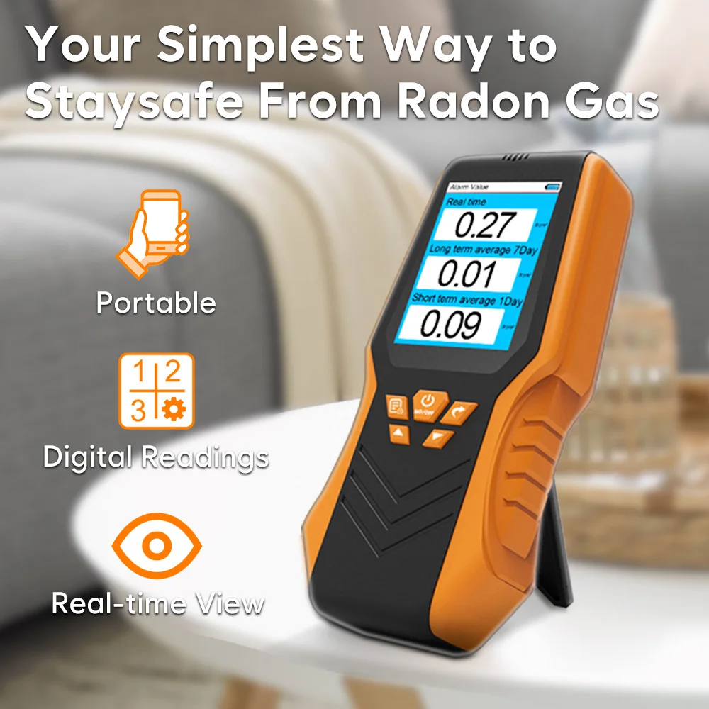 

New Radon Gas Detector Handheld Analytical Tool for Monitoring Airborne Radon Concentration Historical Average Radon Detector