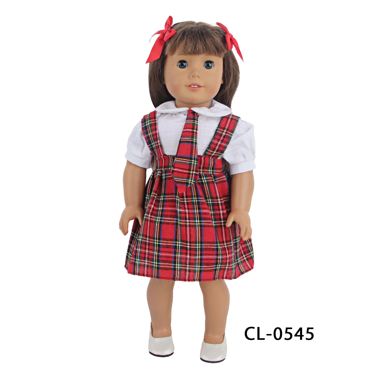 Doll Clothes Student Suit For 18Inch American Doll Strappy skirt+ hirt+tie +hairclip Suit Outfit For 43cm Baby Newborn Girl Doll