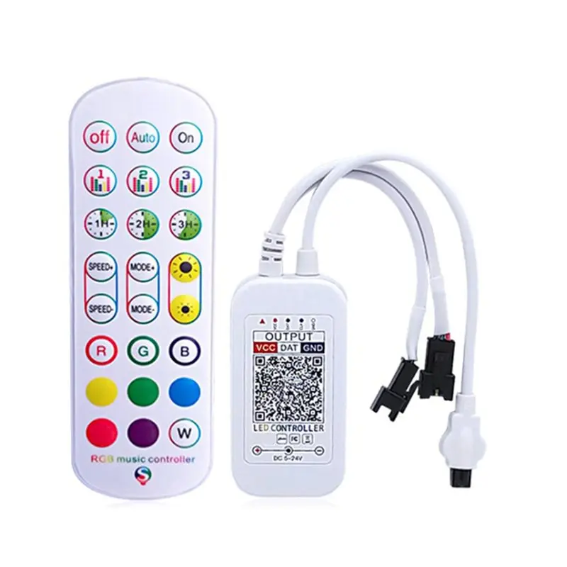 【SURPISE】2X WS2812B Bluetooth Controller For Addressable LED Strip Light 5050 RGB LED Tape 24Key Remote Music Smart Controller