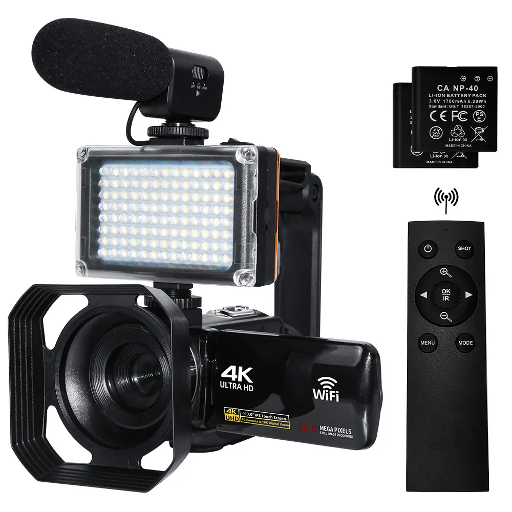 

4K Ultra HD Digital Camera 3.0 Inci 48MP 18X Zoom Wifi Camcorder with Windproof Microphone Fill Light Video Vlogging For YouTube