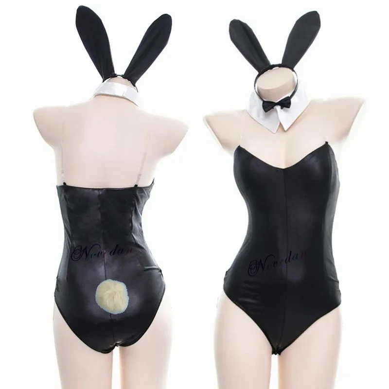 Сексуальный женский комбинезон из искусственной кожи с милой девушкой, женский комбинезон с кроликом, комплект аниме Сакурадзима Май Каваи, костюм кролика для косплея cm; 5