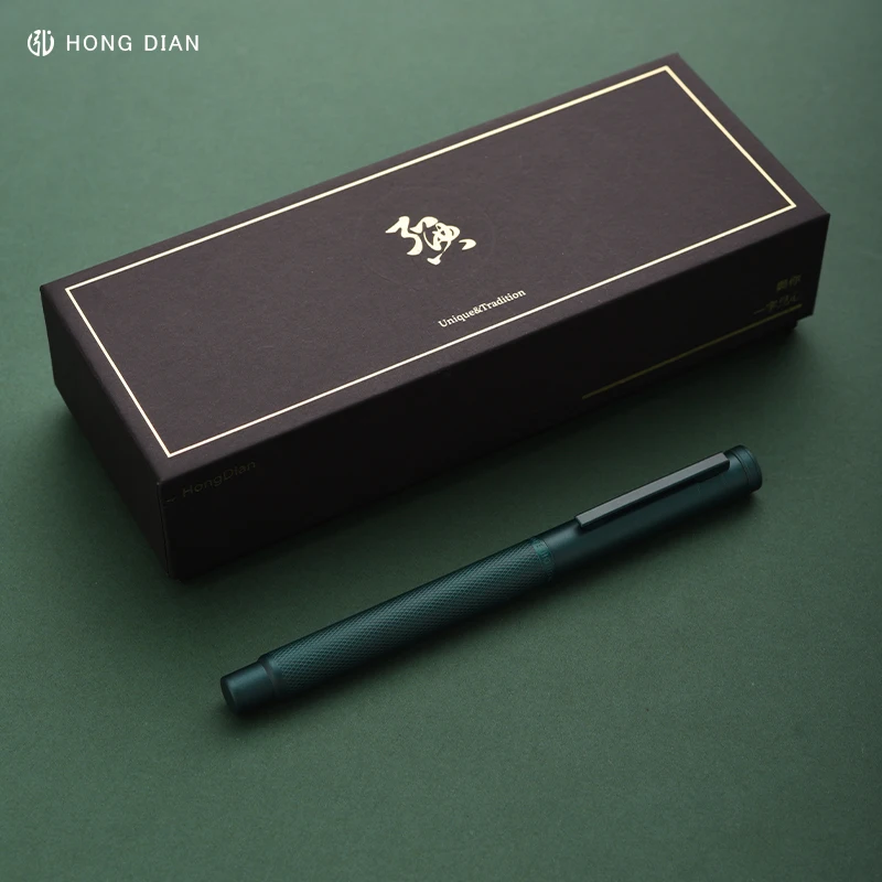 LT Hongdian Deep Blue Forest Metal Pen Blue Nib EF/F/Curved Beauty Tree Pattern Business Office Excellent Writing Gift Box Pen