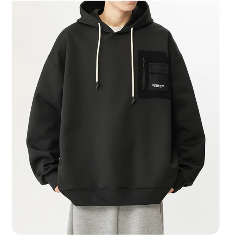 

Big Size Sweatshirts for Men Spring New Fashion Pullover Hooded Sweatshirt Casual Streetwear Male Loose Hoodie Long Sleeve Tops