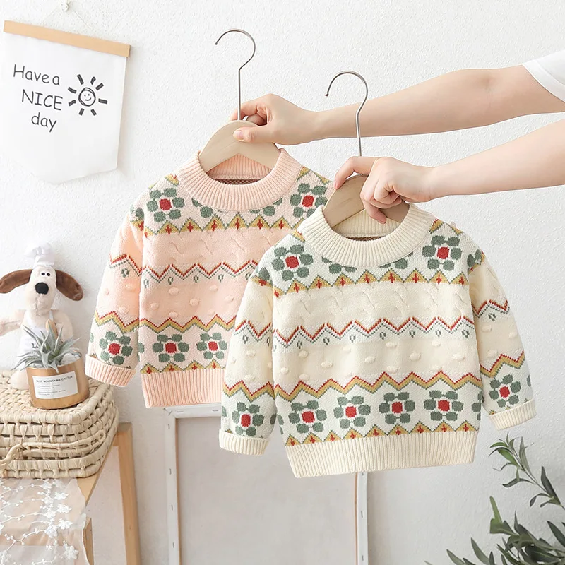 

Girls Sweaters Spring Autumn 2025 Children Knitted Tops Outerwear For Baby Girl Clothing Kids Woolen Jersey Pullover Sweater 6Y