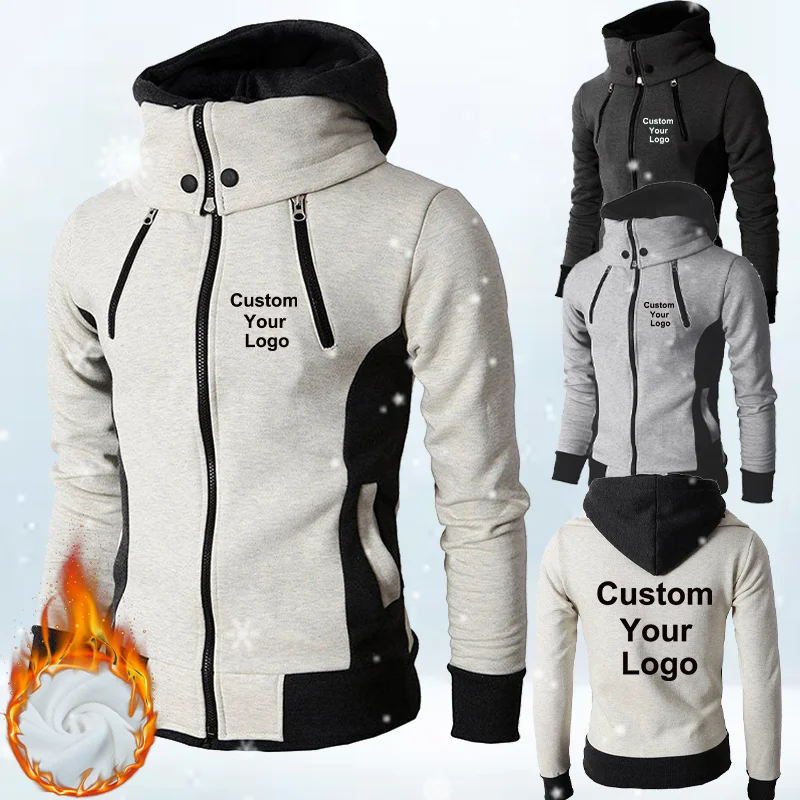 New Fashion Men\'s  Winter Custom Your Logo  Jacket Hoodies Long Sleeve Outdoor Sportswear Male Hoodie Jacket