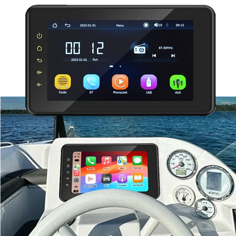 New Waterproof Carplay Player With Bluetooth Motorcycle Audio Boat Car Auto Sound System FM AM Receiver For SPA UTV ATV