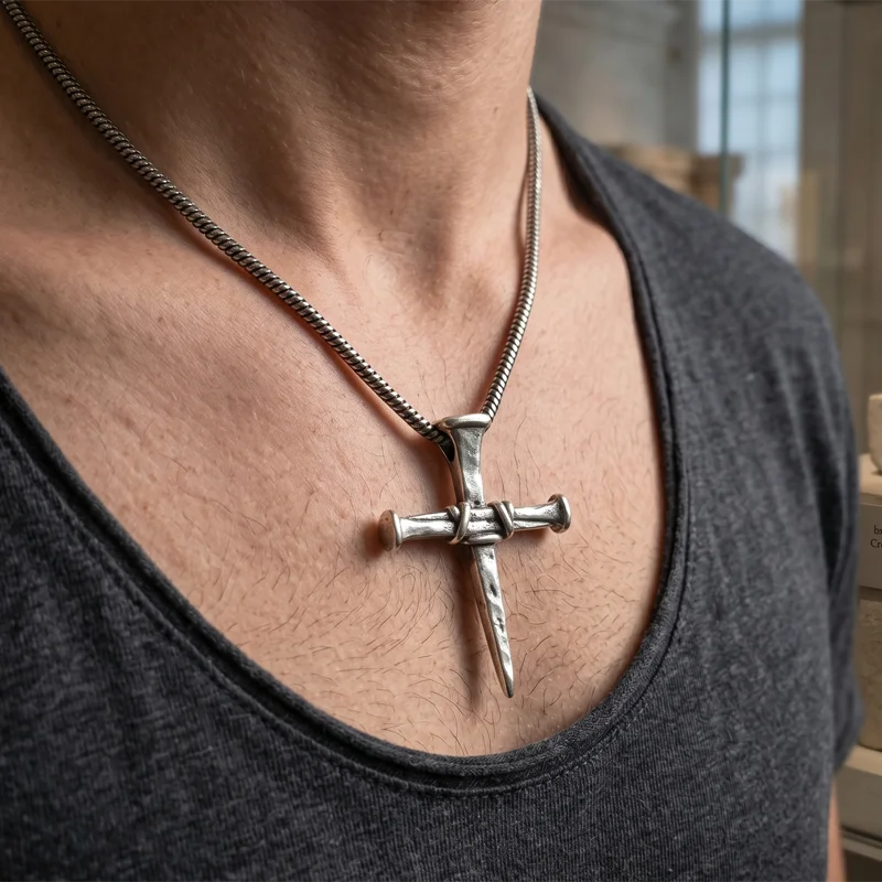 7.2g 3D Long Cross Of Nails Christianity Pendant Customized 925 SOLID STERLING Silver Pendant