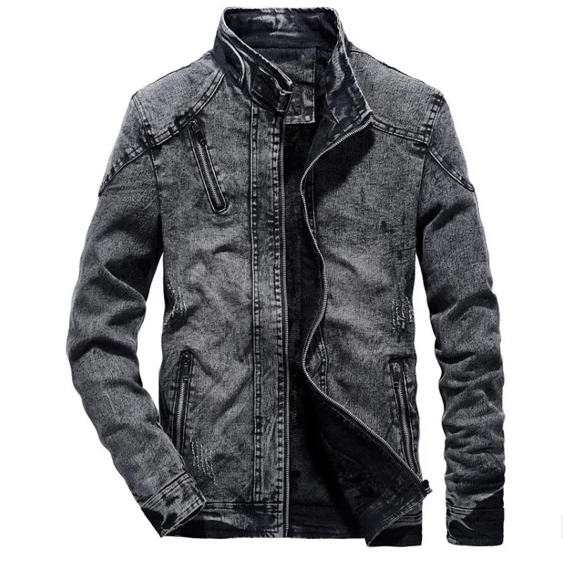 Denim Jacket Men\'s Winter Plus Velvet Warm Jeans Coat Fashion Classic Retro Slim Denim Jacket Casual Denim Men Clothing S-3XL