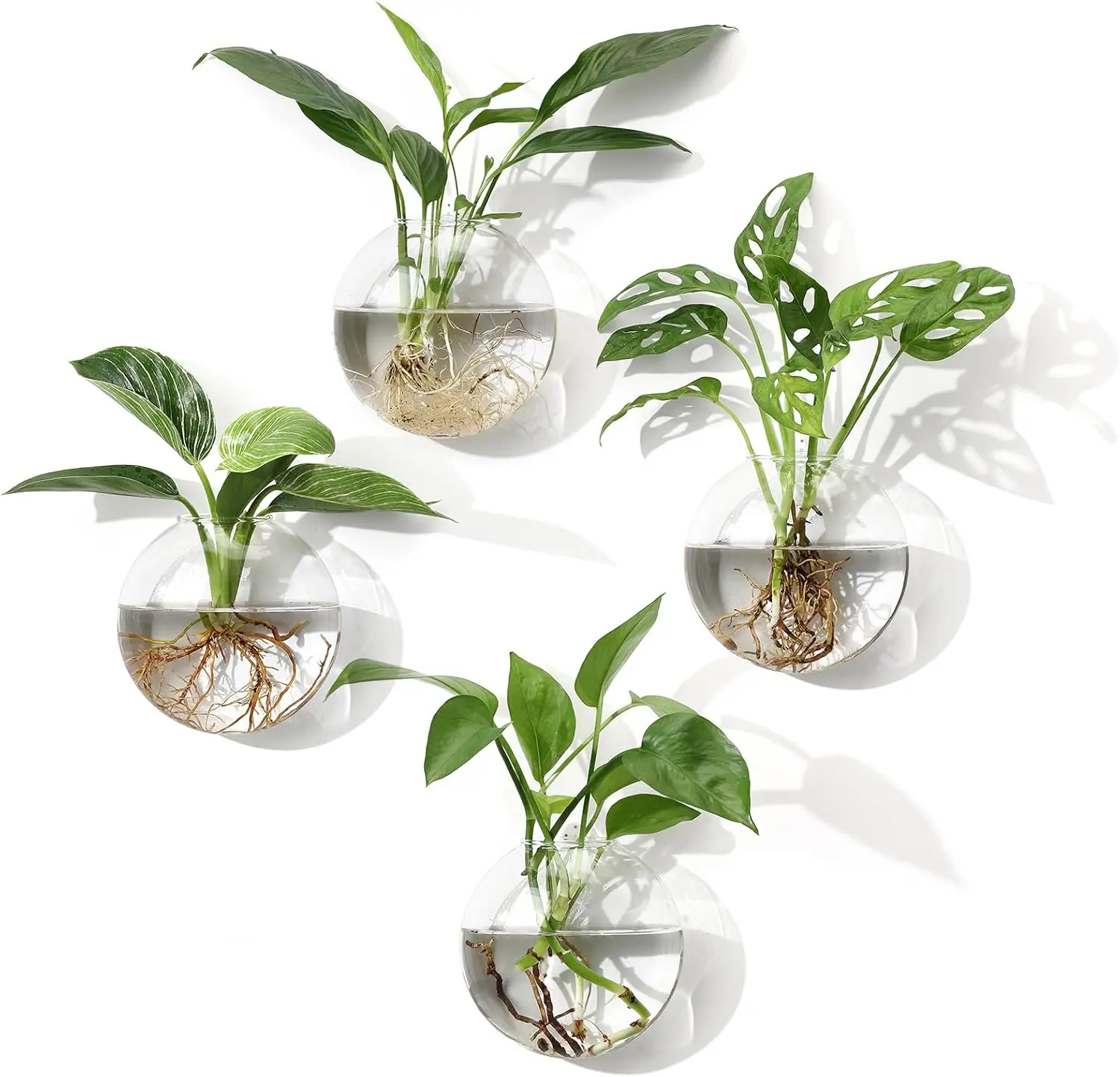 

4Pcs Wall Hanging Propagation Stations Glass Terrariums Vase for Hydroponics Plants, Home Office Decor Gift