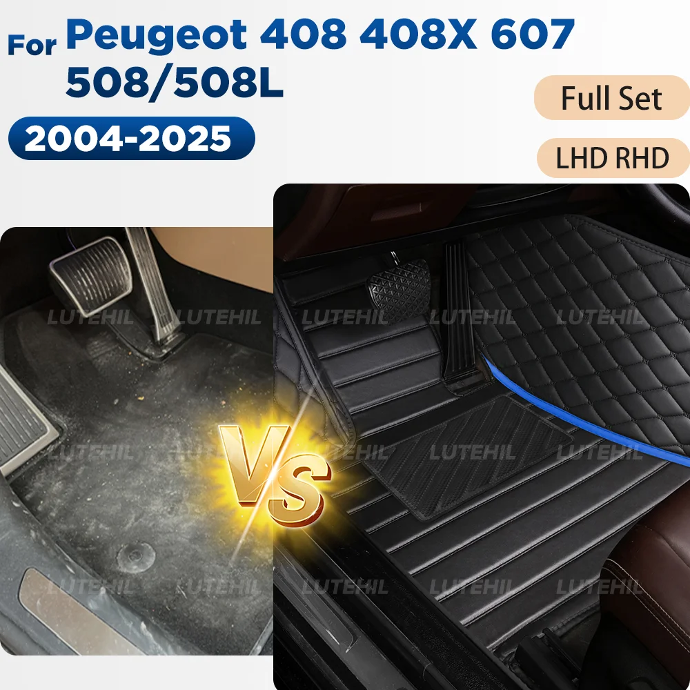

Для Peugeot 408 408X607 508/508L 2004-2025 пользовательские автомобильные коврики, подушечки для ног, автомобильный ковер, аксессуары для интерьера