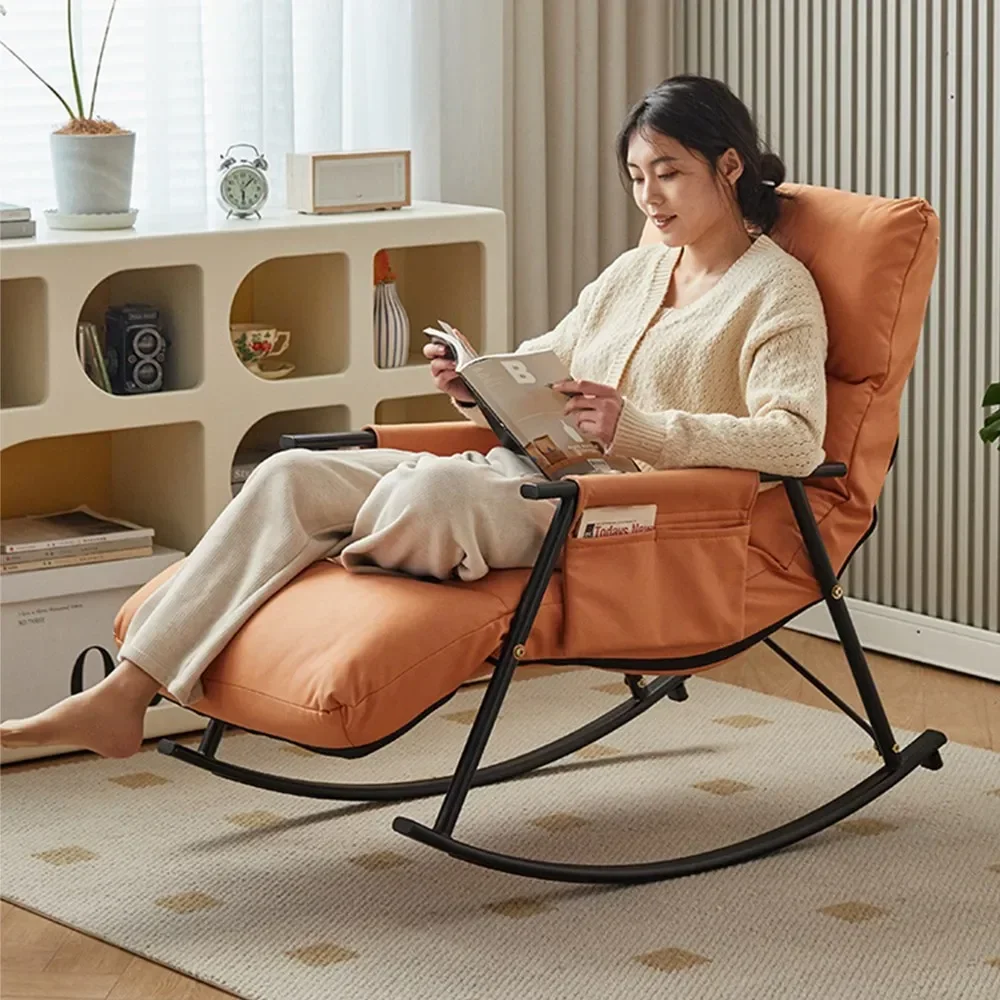 Living Room Rocking Chair Washable Technology Cloth Lazy Sofa Lounge Chair Balcony Sun Recline Adjustable Ergonomic Deckchair image 2