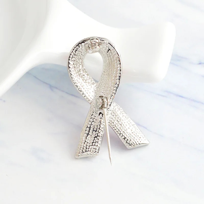 Pink Ribbon Crystal Medical Ribbon Brooch Breast Cancer Prevention and Treatment Promotion Sign Badge for Student Doctor Gifts view 3