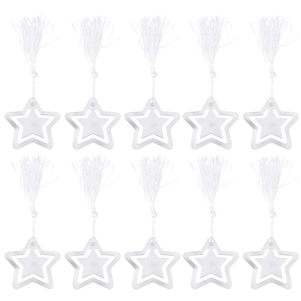 

10 Pcs Metal Bookmarks Stainless Steel Page Markers Graduation Gifts Students Readers Star Shape Tassel Practical