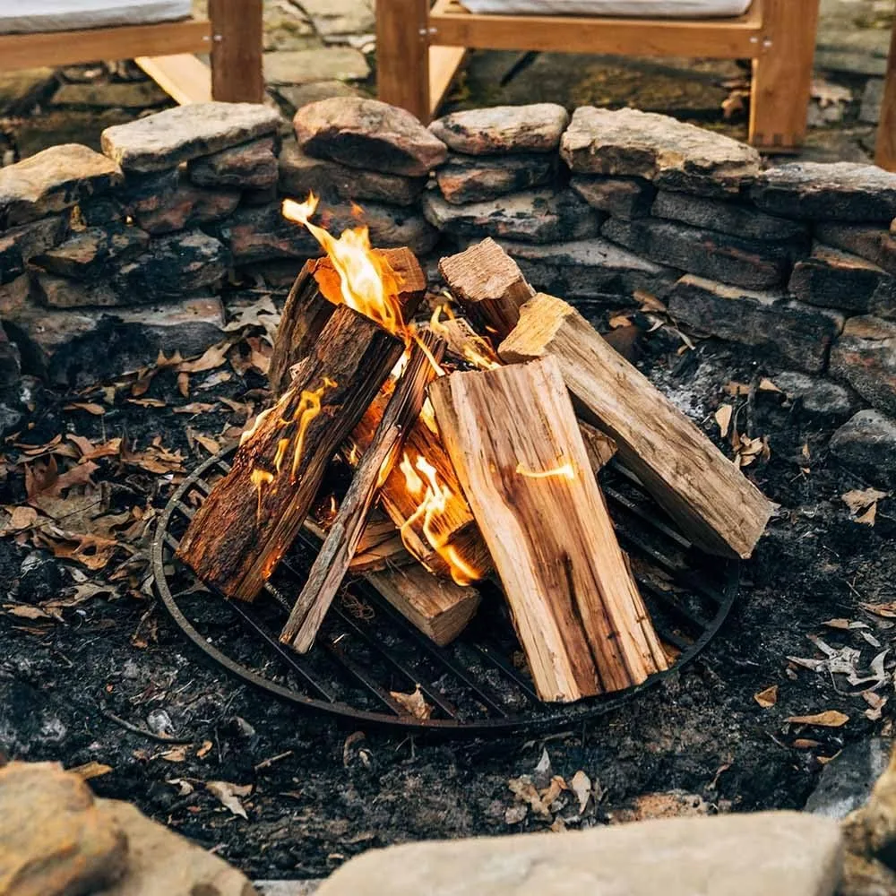 Ash and Ember Round 30in Fire Pit Grate Heavy Duty Half Inch Steel Elevated Log Wood Grate for Burning Fireplace and Firepits