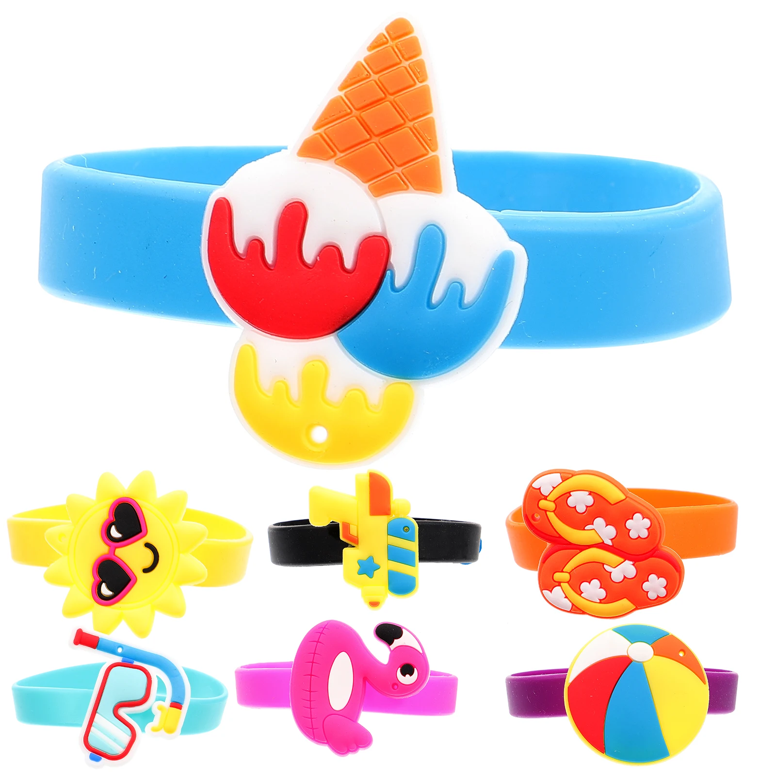 

10pcs Silicone Bracelets Creative Cartoon Party Favors Wristbands Sports Stretch Durable Fresh Color Comfortable Decoration