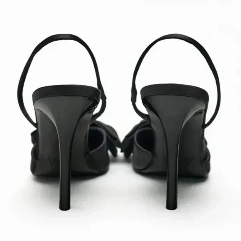 Дизайнерские босоножки на каблуке с узлом-бабочкой, женские пикантные сабо с острым носком, вечерние модельные туфли на очень высоком каблуке, женские туфли-лодочки