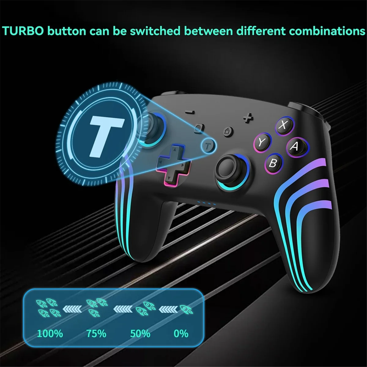 وحدة تحكم ألعاب لاسلكية POP-l لجهاز نينتندو سويتش لايت مع مستشعر جيروسكوبي بستة محاور، معايرة عصا التحكم ثلاثية الأبعاد وإضاءة ملونة RGB