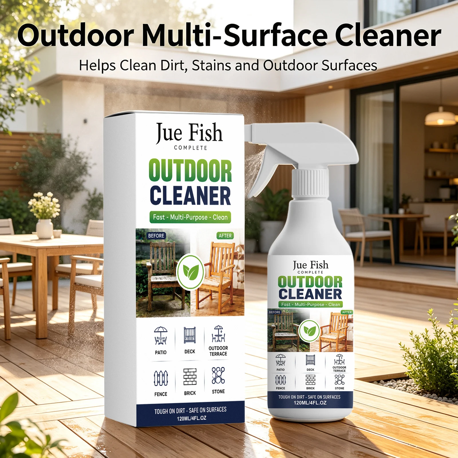 Multi‑purpose Outdoor Cleaning Spray Remove Mold & Algae Stain Brightening Surface Non-irritating Fast‑acting Patio Deck Cleaner