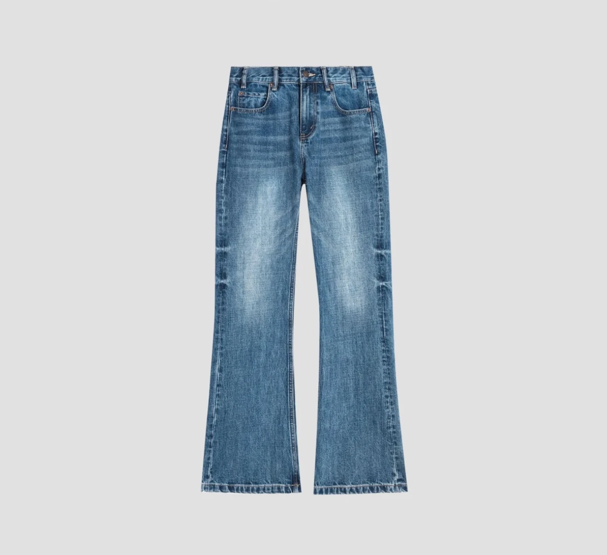 

Vintage Waed Straight Leg Jeans Forevercan "Long Leg Partner" Versatile Classic Blue Denim mid Waist for Date And Daily Wear
