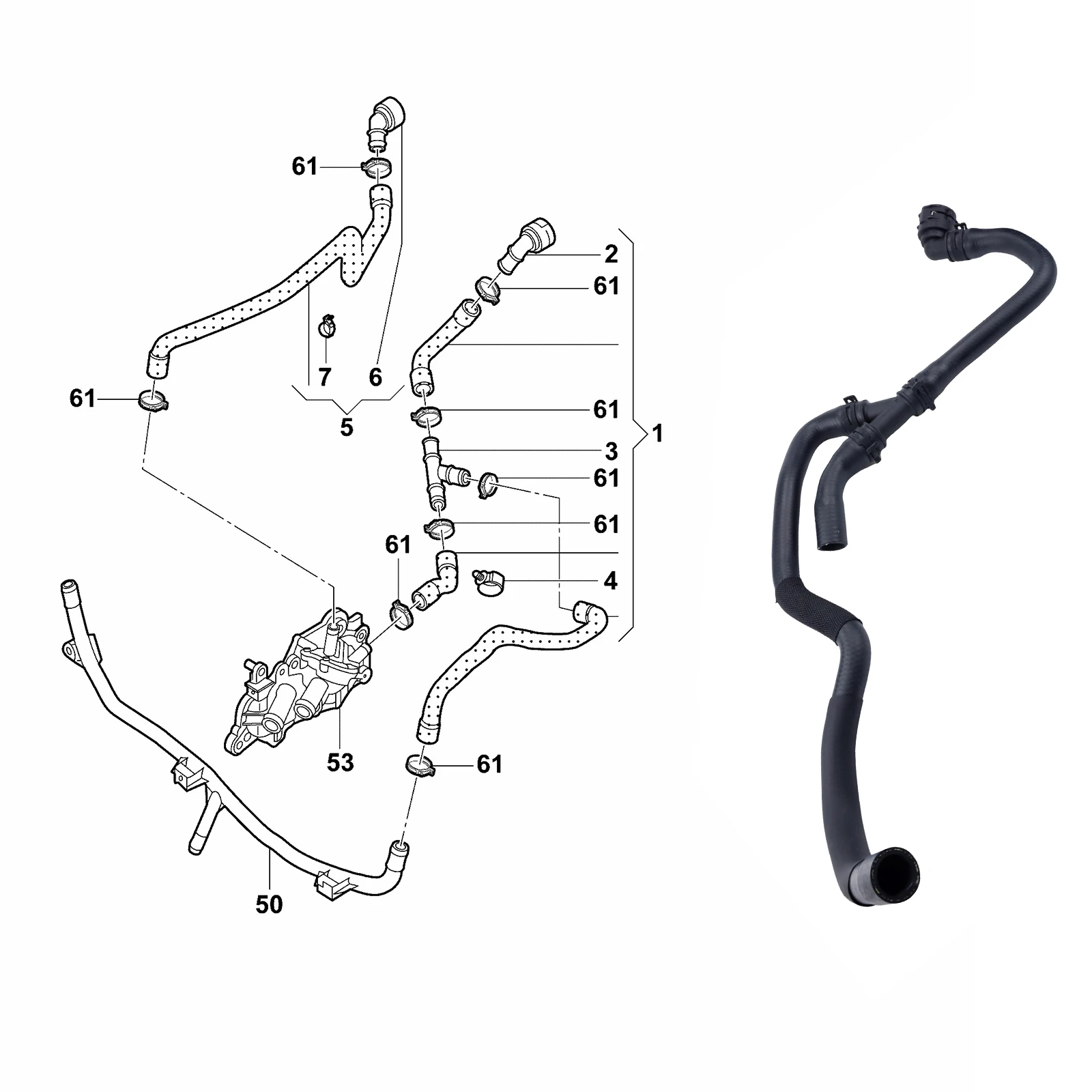 Engine Coolant Hose Accessories 5Q0122073AN For AUDI A1 A3 Q3 VW PASSAT B8 LAVIDA GOLF JETTA TIGUAN SKODA OCTAVIA SUPERB KODIAQ