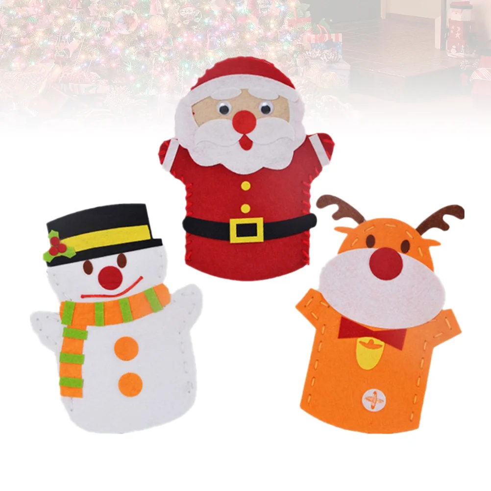 3 قطعة دمية يد من القماش عيد الميلاد لتقوم بها بنفسك المواد سانتا ثلج الأيائل اكسسوارات عطلة الاطفال لوازم الأعمال الفنية الاطفال المواد الفنية