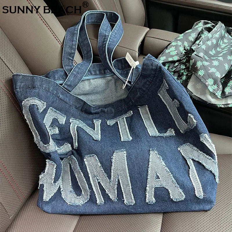 

Vivi Shoulder Bag Large Denim Blue Jeans Handbags Women Bolsas Female Travel Holiday Tote Brand Designer