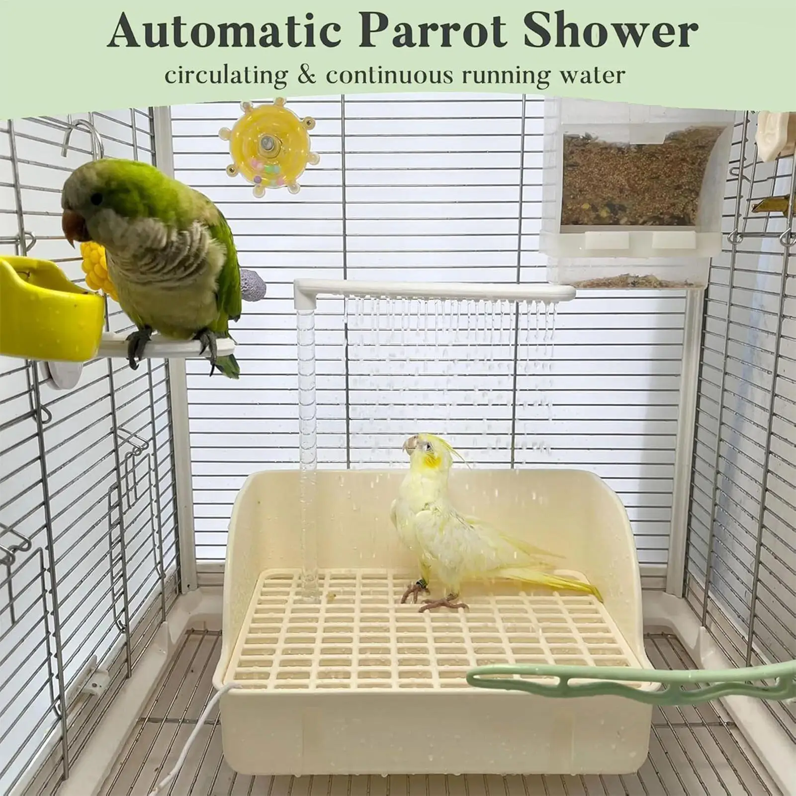 

Automatic Bird Bath Automatic Pet Bird Bath With Pump Spacious Design Parrot Bathing Container Pet Cage Accessory For Conures