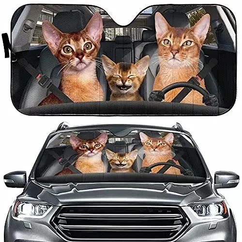 Cat Driving Car Foldable Car Windshield Sunshade Uv Protection Keep Your Vehicle Cool, Sun Glare Protection