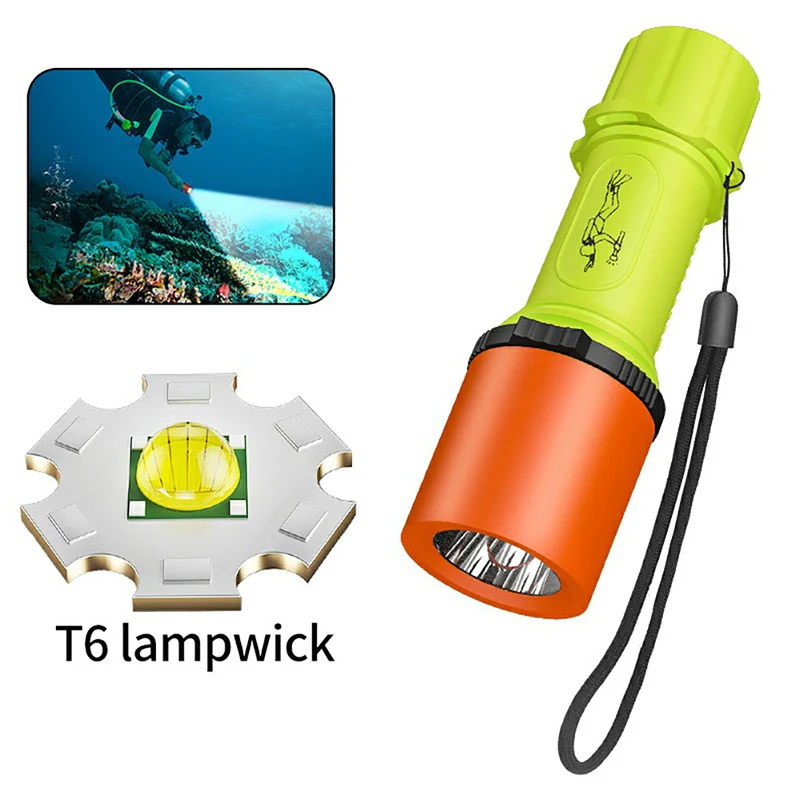 

F2 Scuba Diving Flashlight Dive Torch Snorkeling Light 3 Modes IPX8 Waterproof Underwater Lantern LED Flashlight Work light