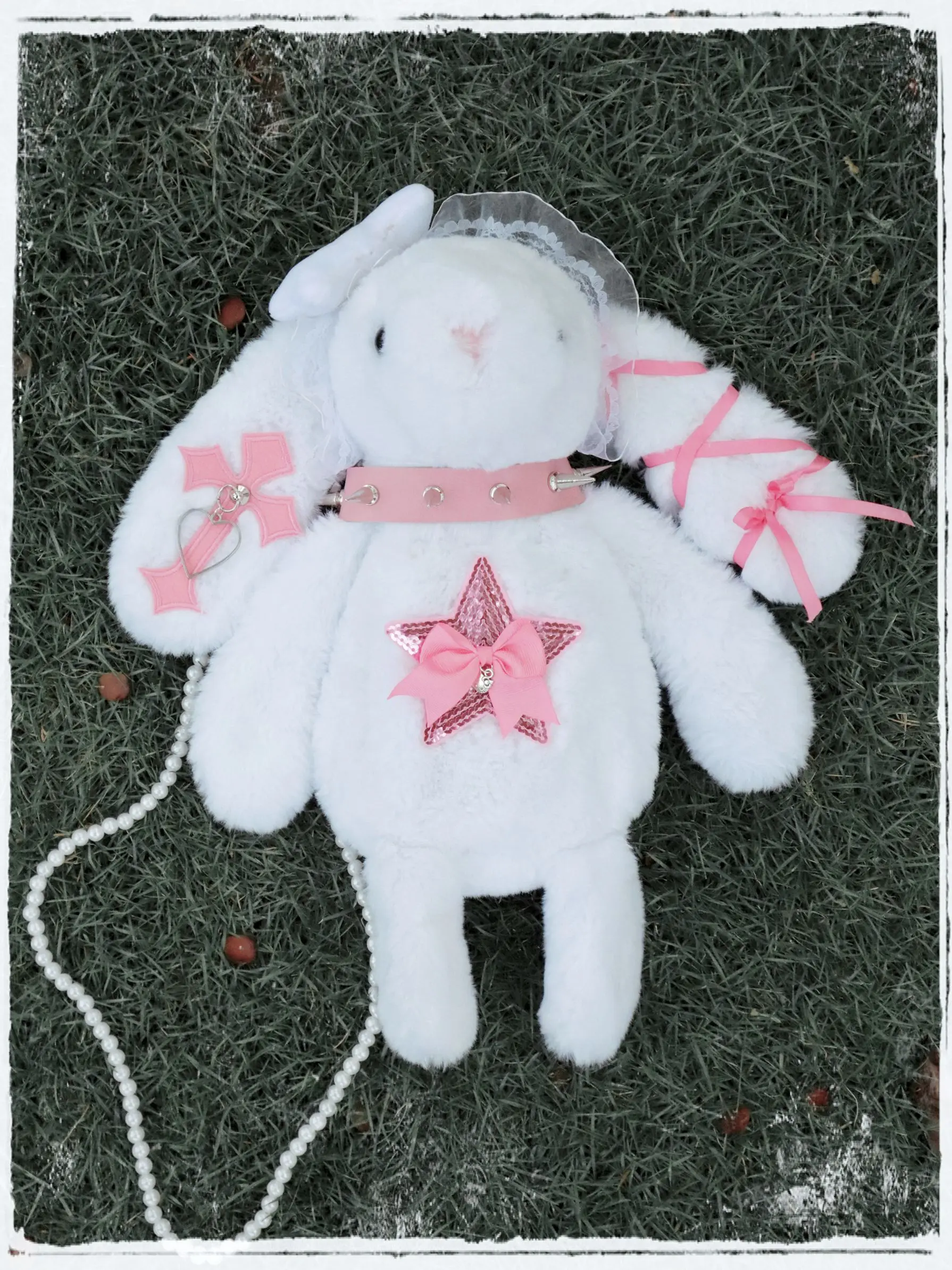 Originele Hart Konijn Subcultuur Y2k Diagonale Opknoping Tas Vrouwen Niche Zoete Cool Dark Goth Y2k Babes Pluche Lolita Pop Tas Meisje