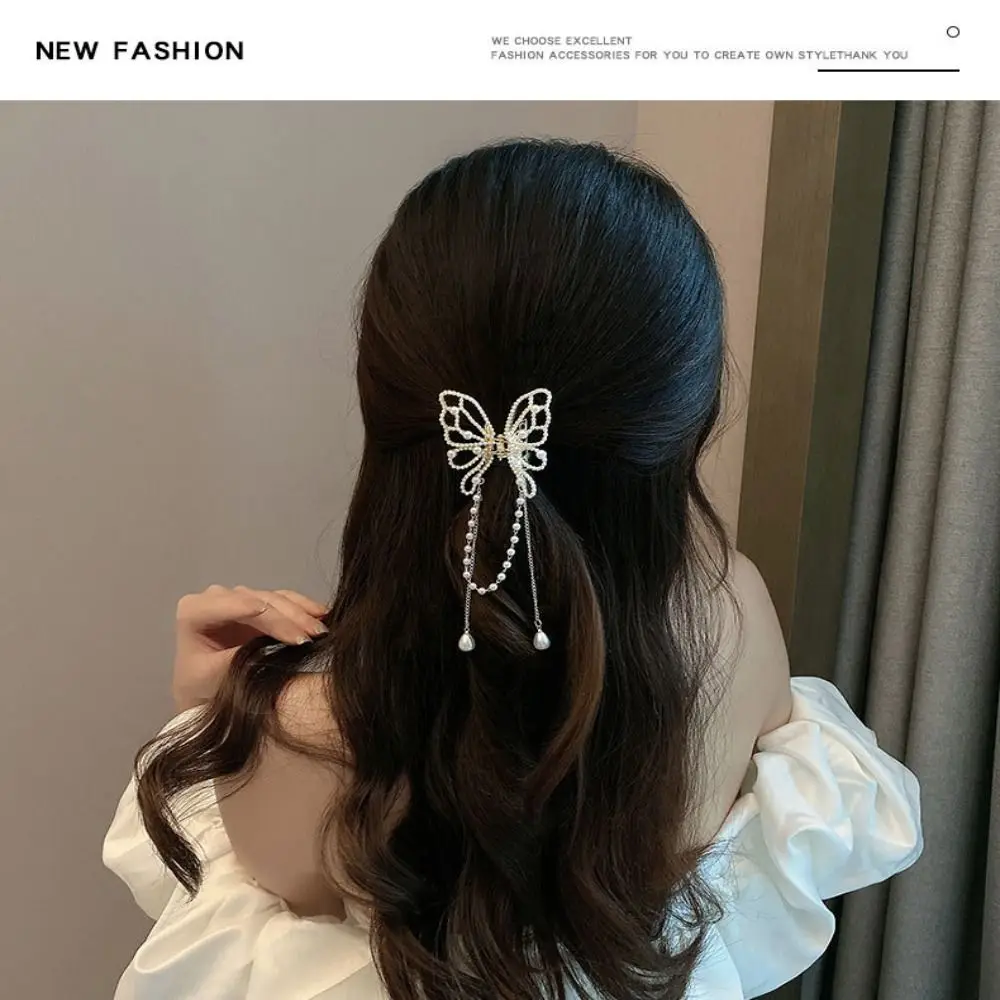 Tassel Claw Clips Pearl Butterfly Clips New Charms Fancy Hair Clips Metal Styling Accessories Claw Clips Women Girls