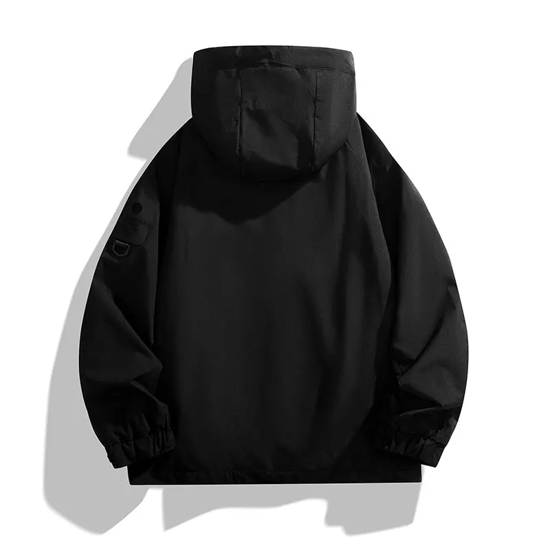 Men's Hiking Jacket Women Waterproof Hooded Jackets Outdoor Camping Large Pocket Coat Autumn Solid Color Scratch-Resistant Coats