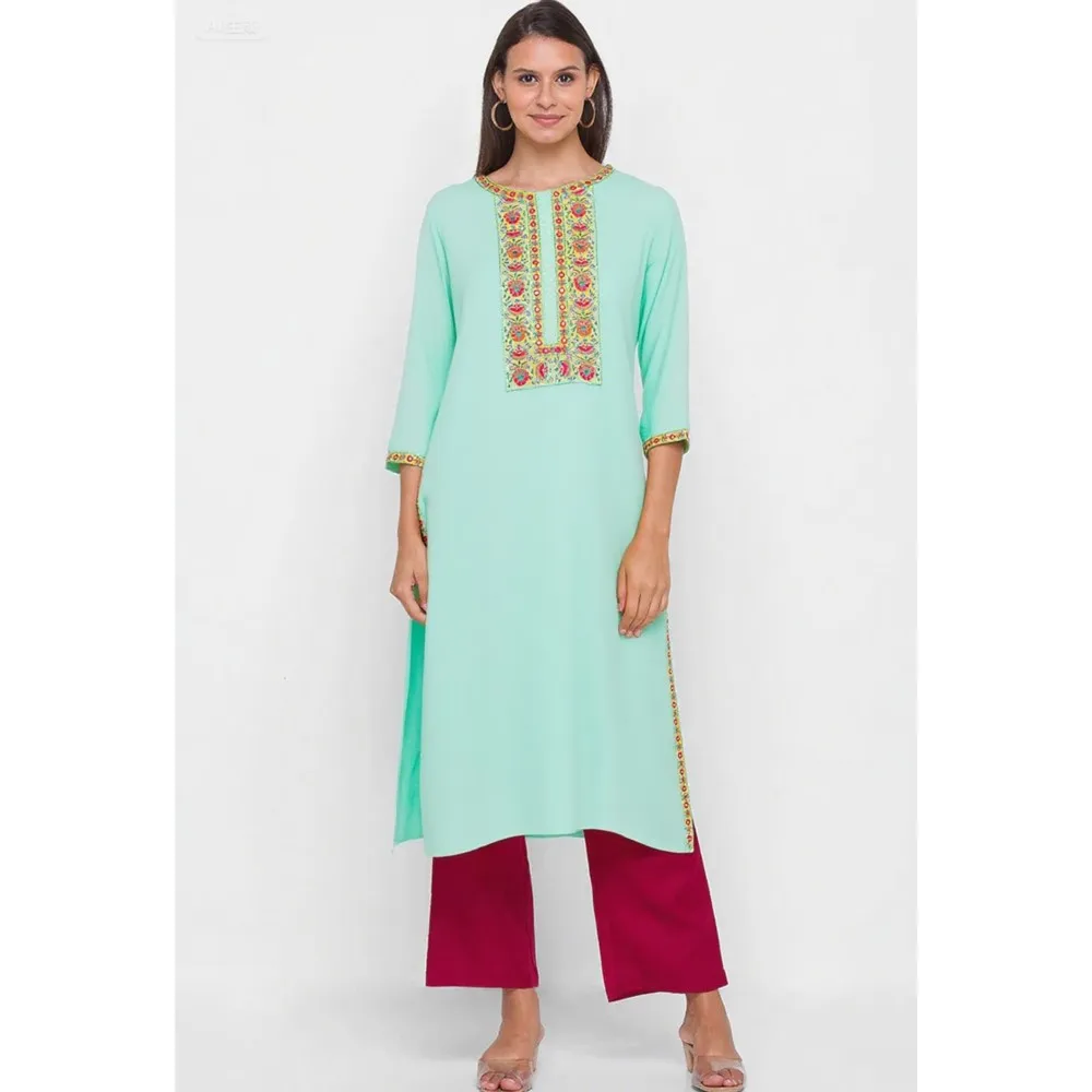 Muslim Dress Kurt Womens Fashionable Elegant National style Straight Tube Casual Slit hem Elephant Pattern Abito Donna Musulmana