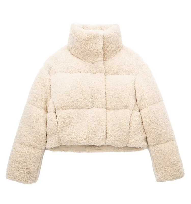 

Winter Women's Fce Lined ort Cotton Jaet Versatile Warm Outerwear Stand Collar Long Sve Thiened Casual Coat
