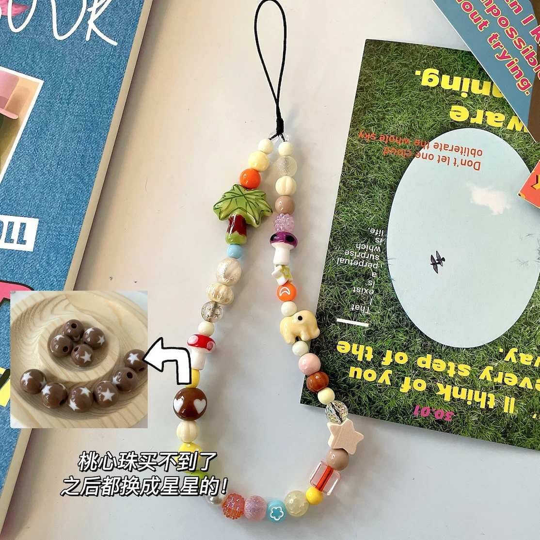 جديد الرياح الاستوائية شجرة جوز الهند نجمة ccd الحبل الملحقات سلسلة معلقة الهاتف المحمول قذيفة الحبل الفيل سلسلة القضية