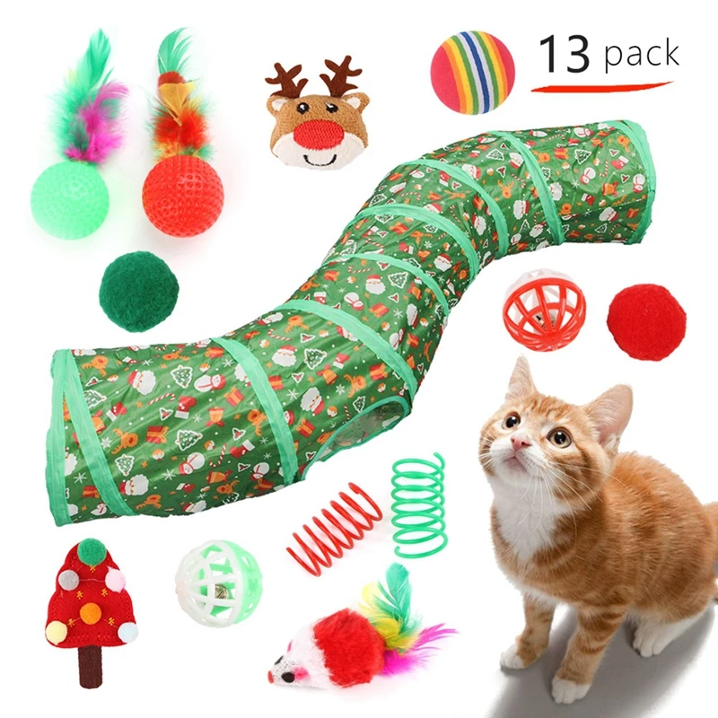 Interactive Cat Toy Set With Foldable Tunnels For Indoor Cats - Promotes Exercise And Playful Bonding Time Christmas Gifts