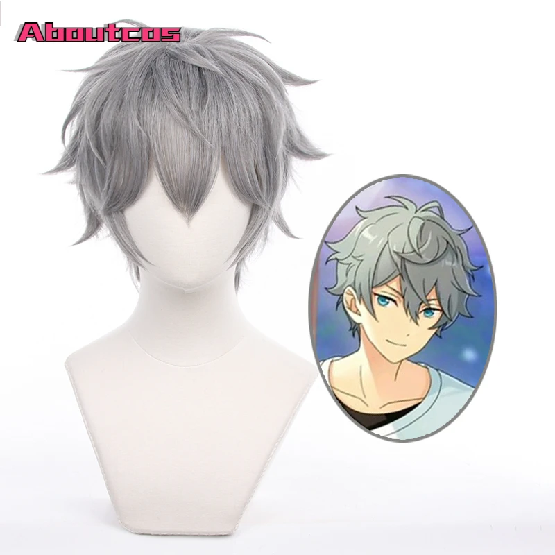 

Aboutcos Game ES Ensemble Stars Knights Sena Izumi Dark Grey Short 33cm Cosplay Wig Heat Resistant Synthetic Hair Party Wigs