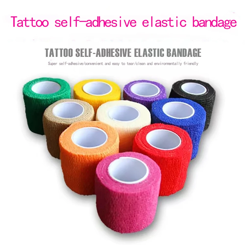 

10pcs Disposable self-adhesive elastic bandage 5.0CM tattoo supplies tattoo handle bandage beauty tools One-time tattoo tool