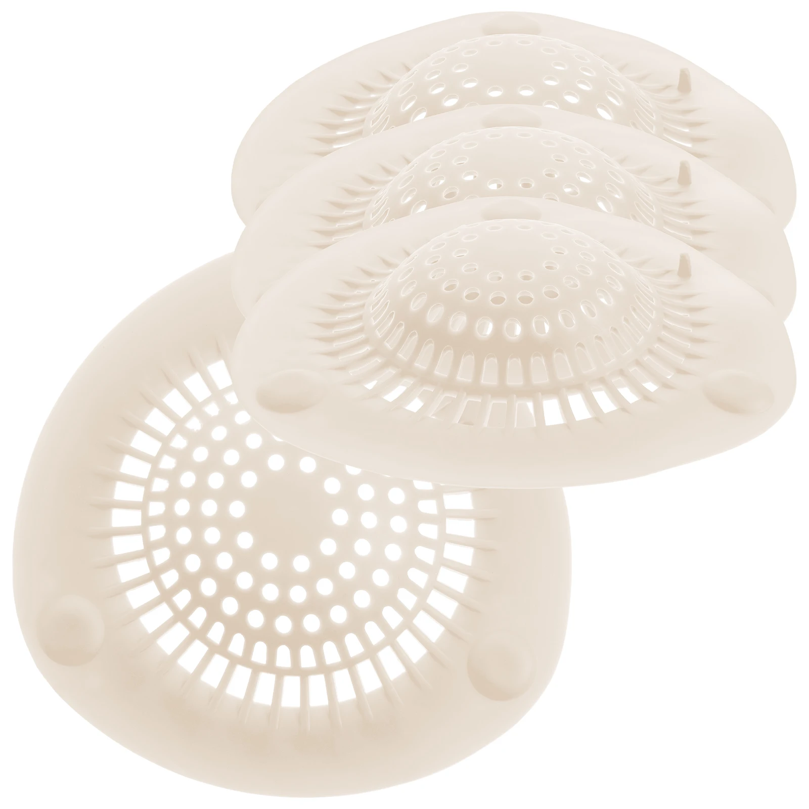 

4pcs Hair Catcher Sink Strainer Bathroom Floor Drain Water Trough Shower Beige Silicone Suction Cup Drain Cover Hair Stopper