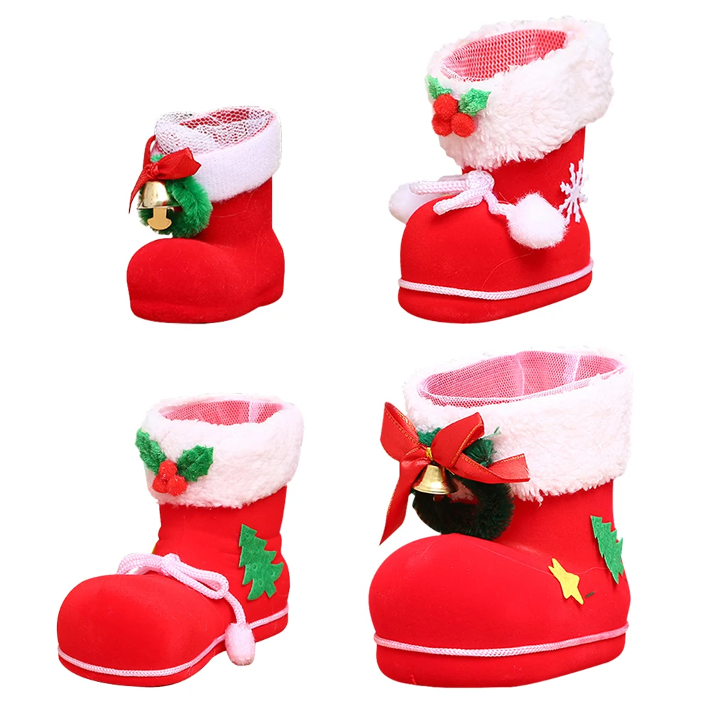 Christmas Little Red Boots Decor Creative Red Candy Gift Bag Festival Theme Home Decoration Supplies