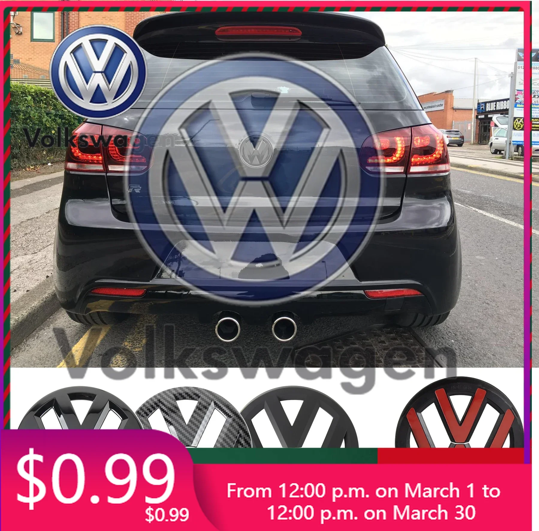 

Car Sticker 2Pcs Car Front Grill/Rear Emblem Lid Covers Logo Sticker For Volkswagen VW POLO Scirocco GOLF 5 6 7 8 MK5 MK6 M