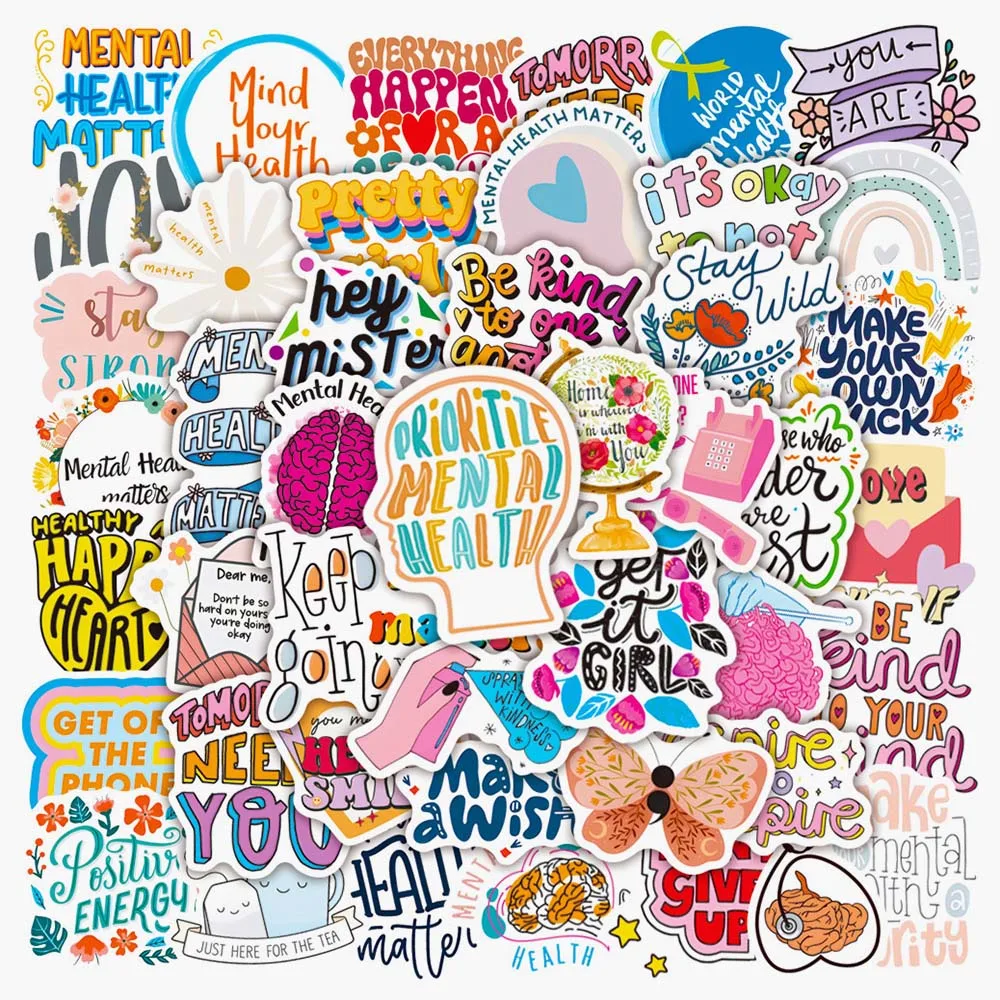 10/50pcs Cartoon Psychology Health Graffiti Stickers Pack Scrapbooking Notebook Laptop DIY Removable Waterproof Decal Decoration