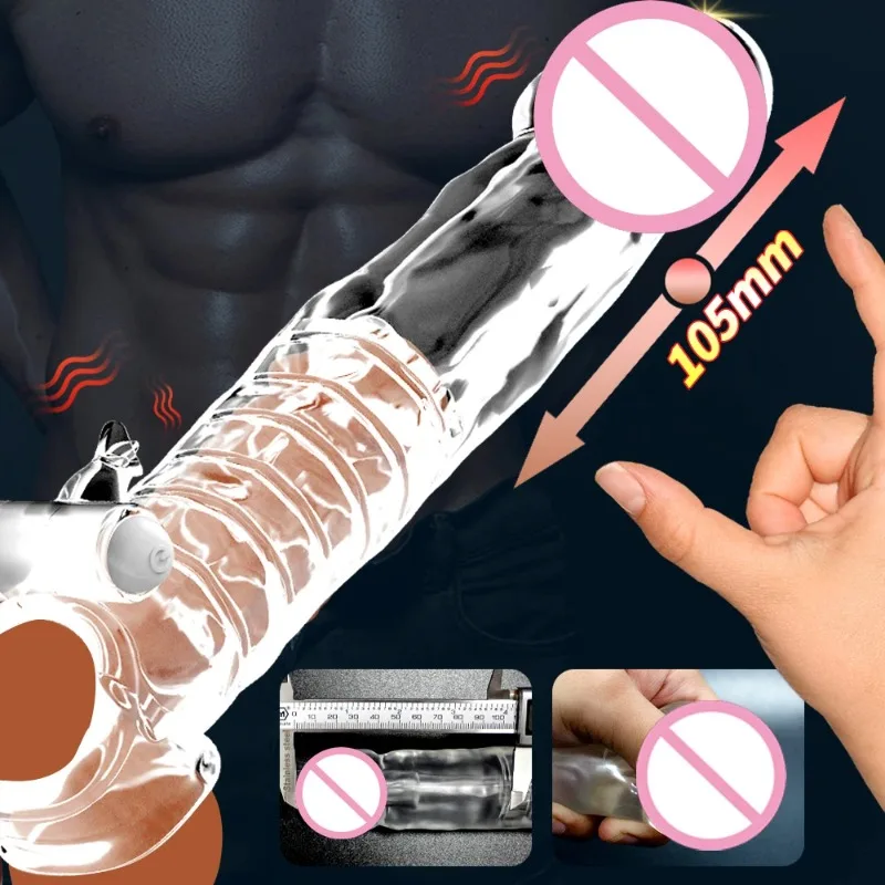 الواقي الذكري القابل لإعادة الاستخدام تمديد القضيب كم تأخير القذف غطاء القضيب القضيب موسع هزاز الجنس لعب للرجال الكبار المنتجات #1
