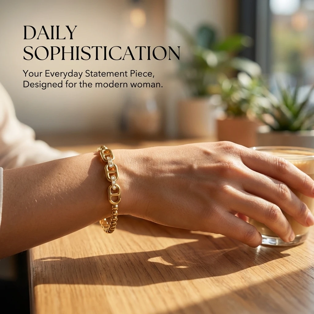 Elegant Gold Color Snap Bracelet, Stainless Steel Zircon Type D Bangle, Luxe Feel Women's Jewelry (60mm Inner Diameter)