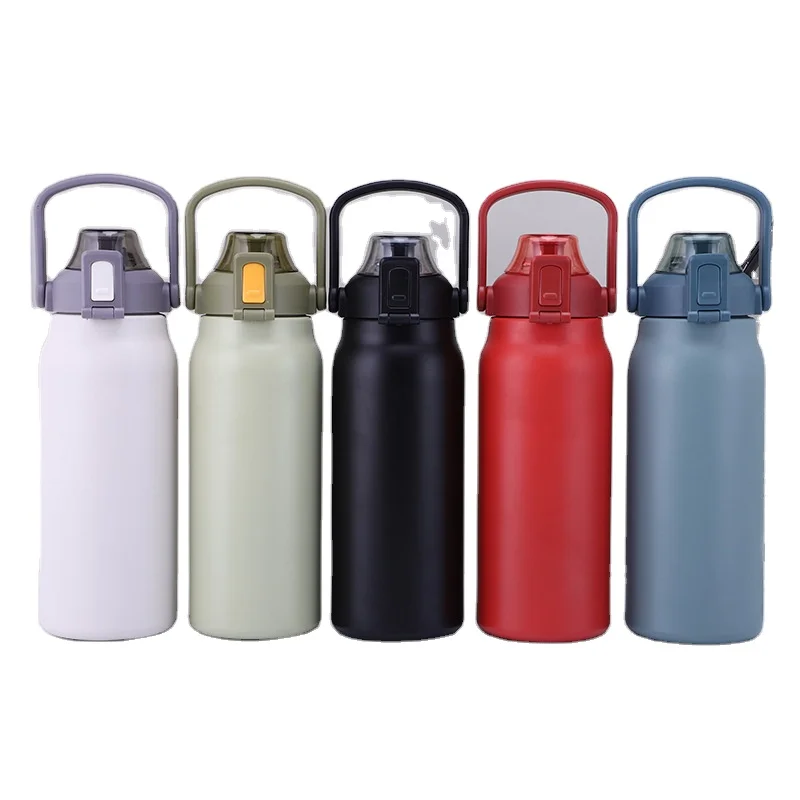 

Outdoor Large Capacity Fitness Belly Water Cup Custom Vacuum Stainless Steel Kettle Bottle Flask with Straw